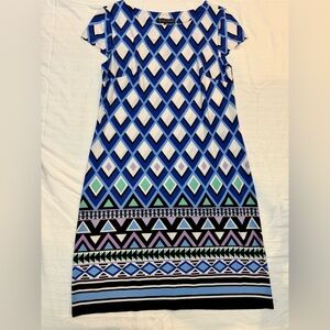 Jessica Howard Blue and Black Geometric Dress